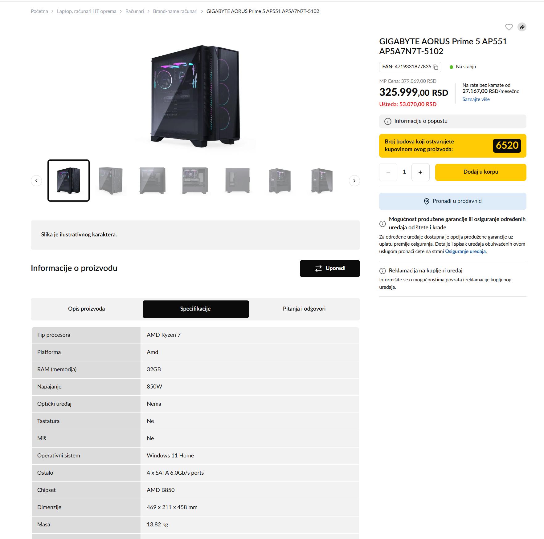 AORUS Prime 5 Ryzen 7 9800X3D / RTX 5070 Ti 16GB / 32GB DDR5 / 2TB NVMe - slika 10